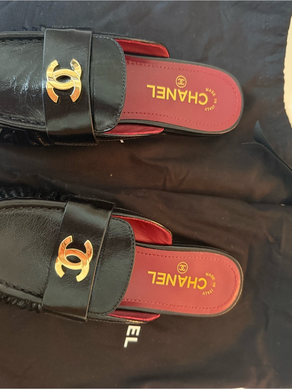 CHANEL Black mules-new, never worn. Comes with box, dust bags.